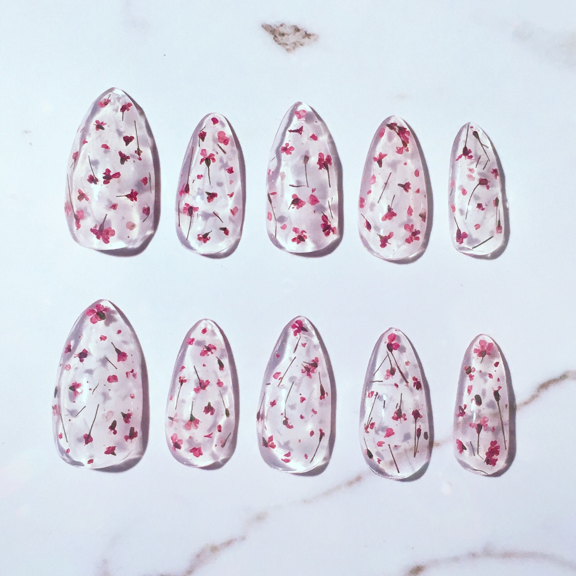 Reusable Real Pressed Dried Flowers Presson Nails clear Etsy