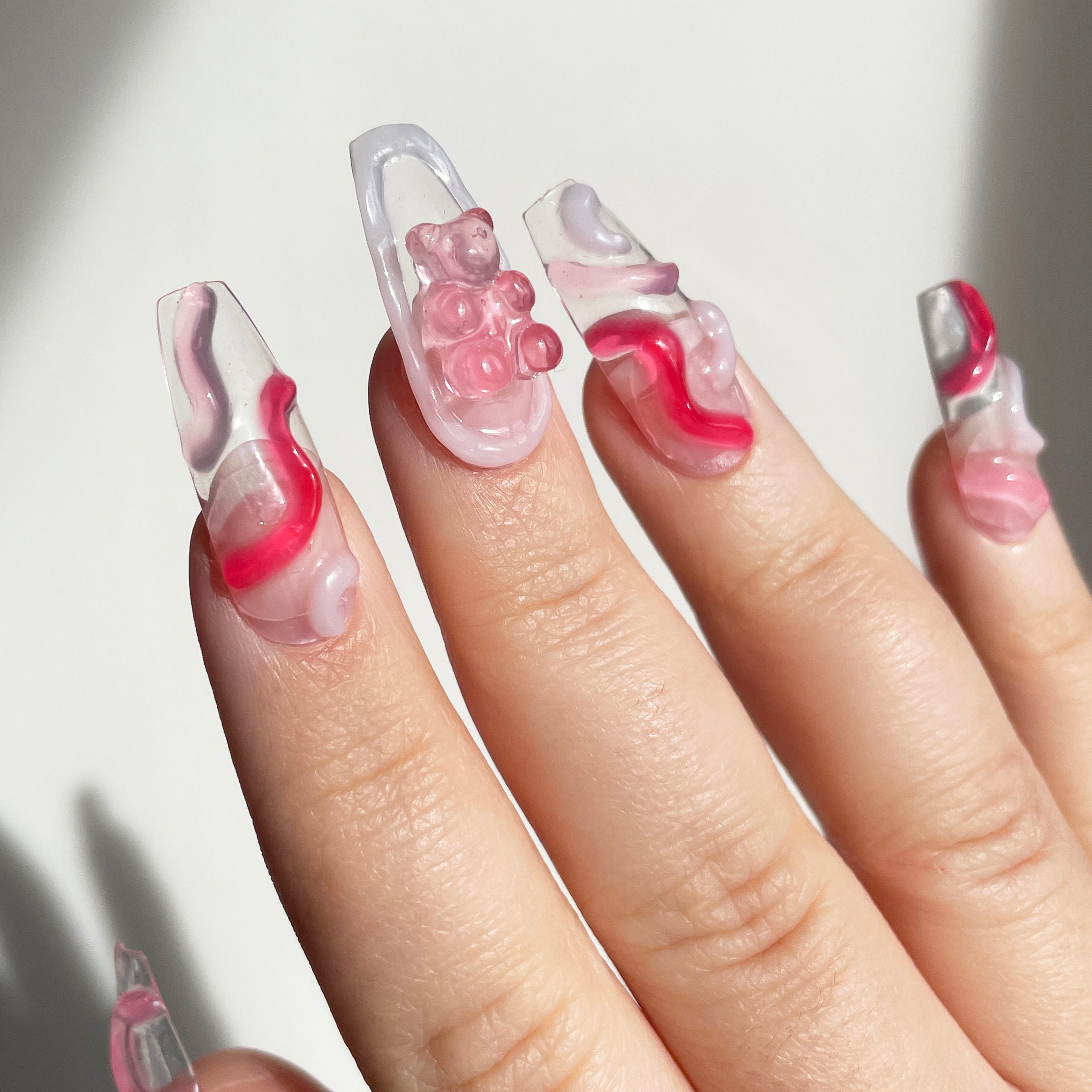 3D Gummy Bear Press On Nails – Shaye Glam Nails