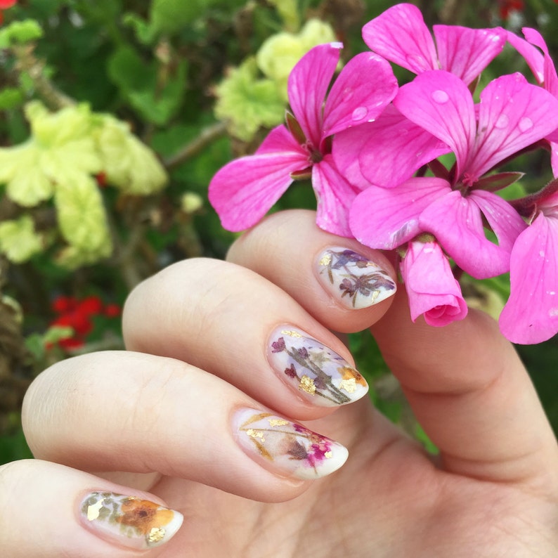 Pressed Dried Flowers Design Water Slide Nail Decals/Nail ...