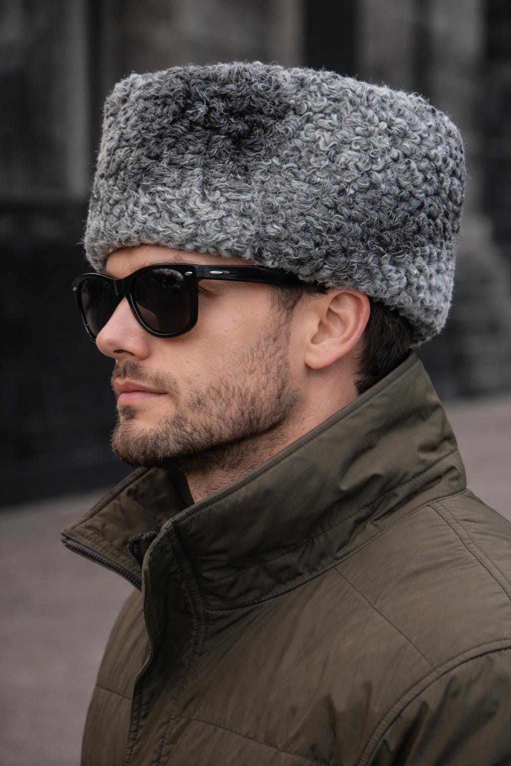 Natural Karakul, Gray Karakul Papakha, Vintage Cossack Winter Hat