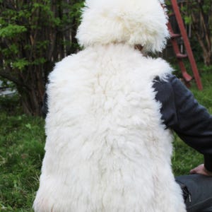 Handmade natural sheepskin vest, Sheepskin Unisex Vest ,Viking modern sheepskin vest