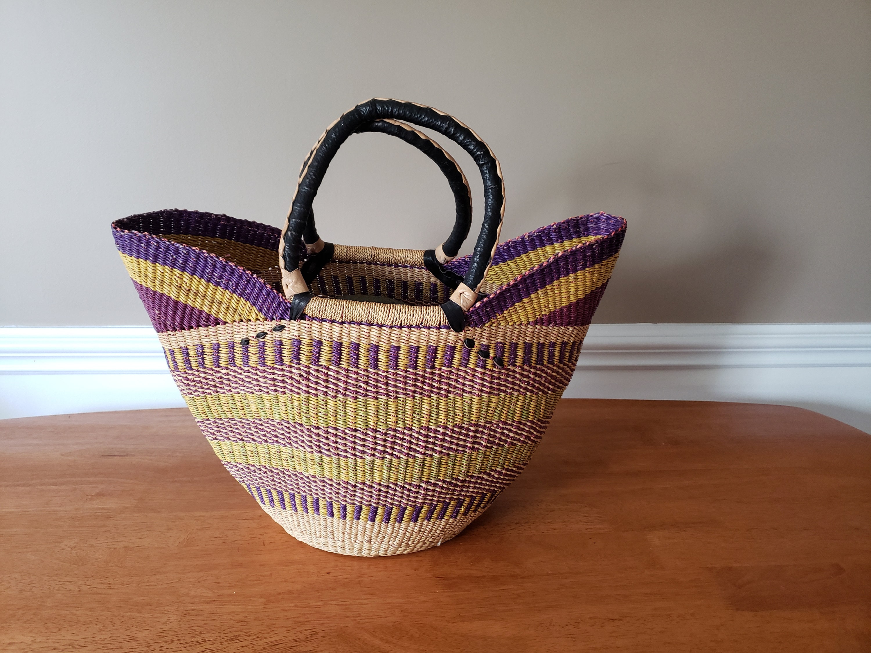 Extra Large Yikene U Shopper Hand Woven Bolga Basket With Etsy