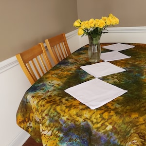 Ahaban African Batik Tablecloth Textured Cotton Bazin with 4 Cotton Napkins