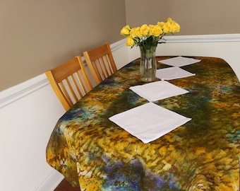 Ahaban African Batik Tablecloth Textured Cotton Bazin with 4 Cotton Napkins