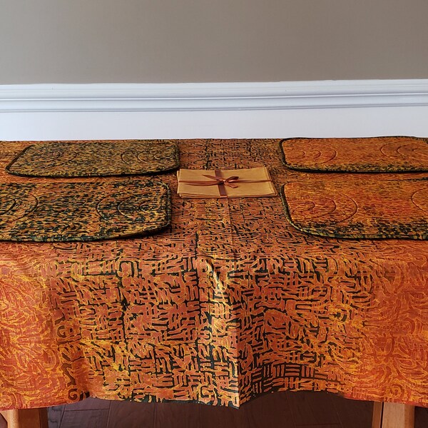 Burkina Faso Tablecloth Red Green Black Geometric TS04