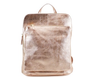 small rose gold backpack