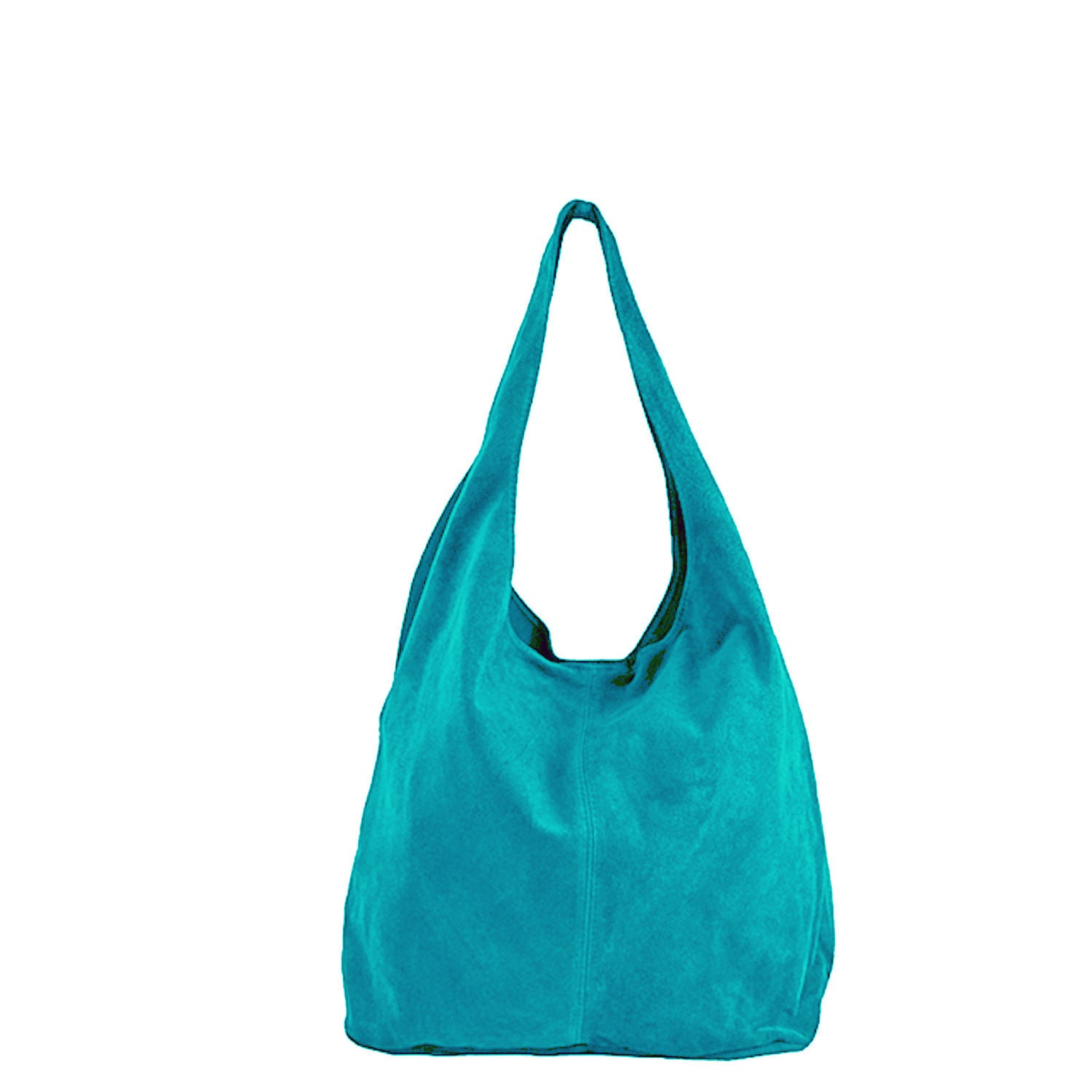 Turquoise Suede Leather Hobo Bag Slouch Handbag Etsy UK