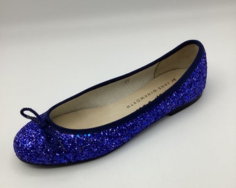 French Sole By Jane Winkworth Womens Blue Glitter Ballet Shoes Size UK 6 Used