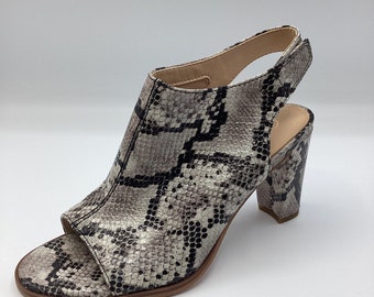 Clarks Kaylin85 Snake Print Leather High Heel Slingback Sandals Size UK 4D New