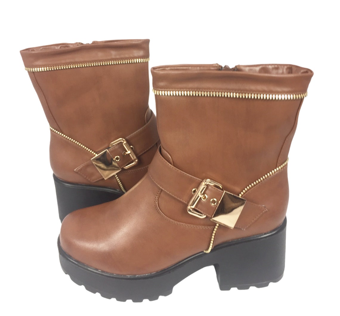 ladies brown leather ankle boots size 4