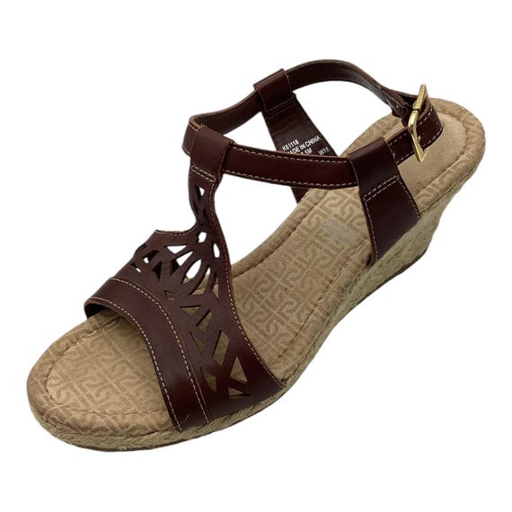 Rockport Womens Ladies Brown Leather Wedge Heel Shoes Sandals Size UK 5 Used Etsy UK