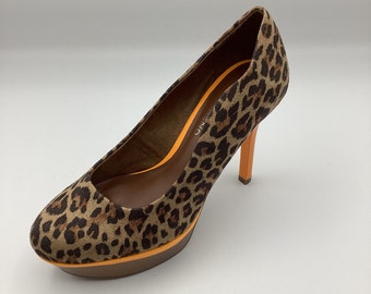 Tamaris Womens Leopard Print Faux Suede High Heel Court Shoes Size UK 3 New