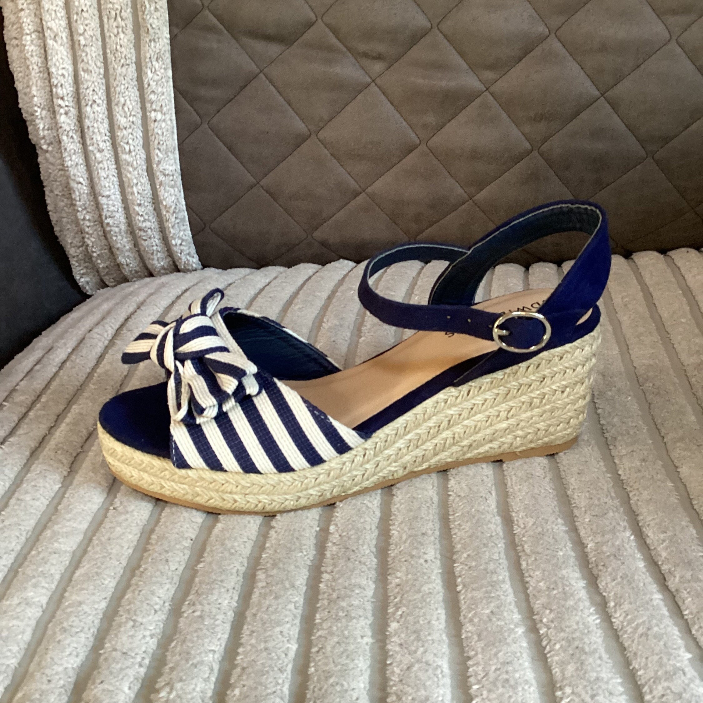 JD Williams Womens Navy Wedge Heel Espadrille Shoes Sandals Size