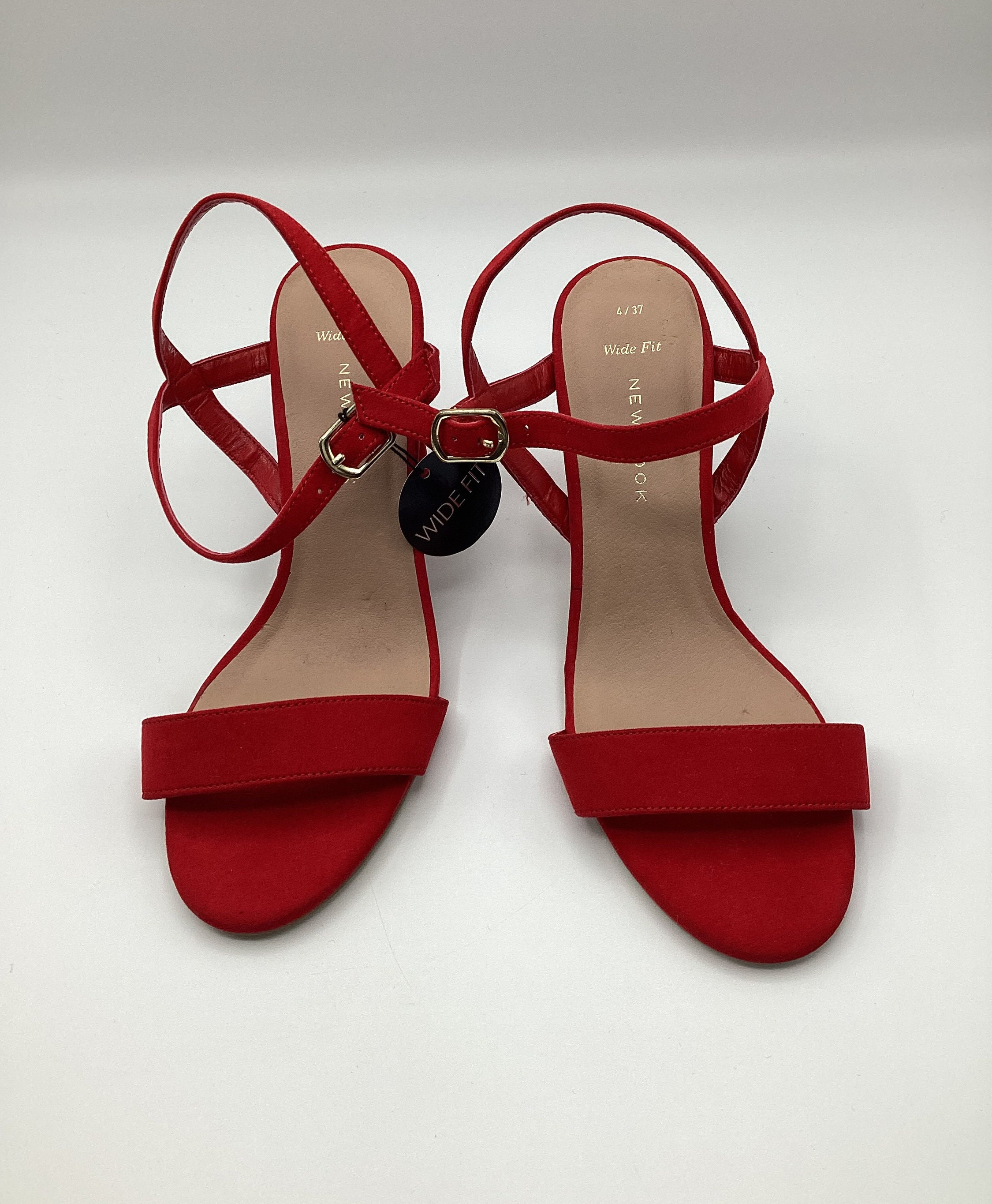 New Look Womens Red Faux Suede High Heel Wide Fit Strappy Sandals Size UK 4 New Etsy