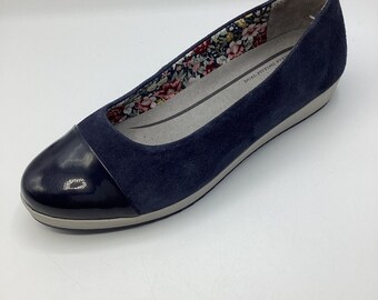 Hotter Womens Ladies Angel Navy Suede Flat Dual Fit Shoes Size UK 5.5 Used