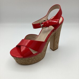 Red block heel sandals hotsell uk