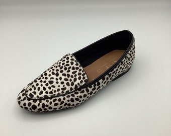 Next Womens Leopard Print Ponyhair Leather Flat Shoes Loafers Size UK 7 New