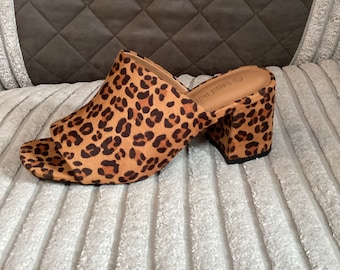 leopard mules block heel