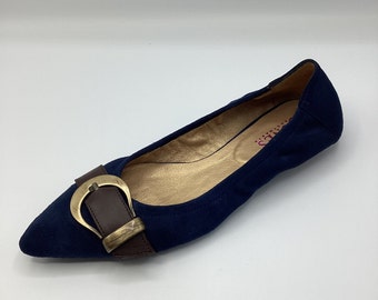 Jones Bootmaker Womens Ladies Navy Suede Flat Casual Ballet Shoes Size UK 5 Used