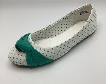 Joe Browns Womens Green Spot Flat Heel Wide Fit Shoes Ballerinas Size UK 4 New