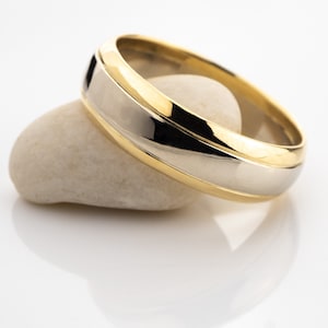 18K gold wedding band, Wedding gold ring, 18K solid gold wedding band, 18K ring, 18K yellow & white gold, handmade to order