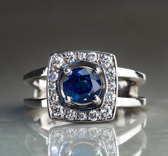 Sapphire Ring Blue Sapphire Diamond Ring Sapphire Gold Ring | Etsy