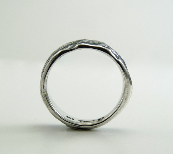 Alliance argent organique alliance en argent originale Jonc argent texture fini oxyde et poli Etsy France