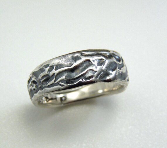 Alliance argent organique alliance en argent originale Jonc argent texture fini oxyde et poli Etsy France