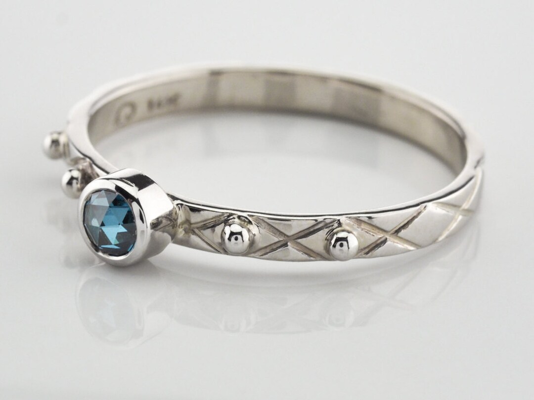Rose Cut Blue Diamond Stack Ring, Diamond Engagement Ring, Sky Blue ...