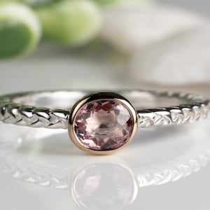 Tourmaline Stacking ring, baby pink tourmaline ring, silver 14K tourmaline ring, pastel pink tourmaline ring, pink tourmaline stacking ring