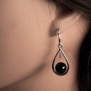 BOHO stone earring, semi-precious stone option, silver drop earring, stone dangles drop earring, silver and semi-precious natural stone bead