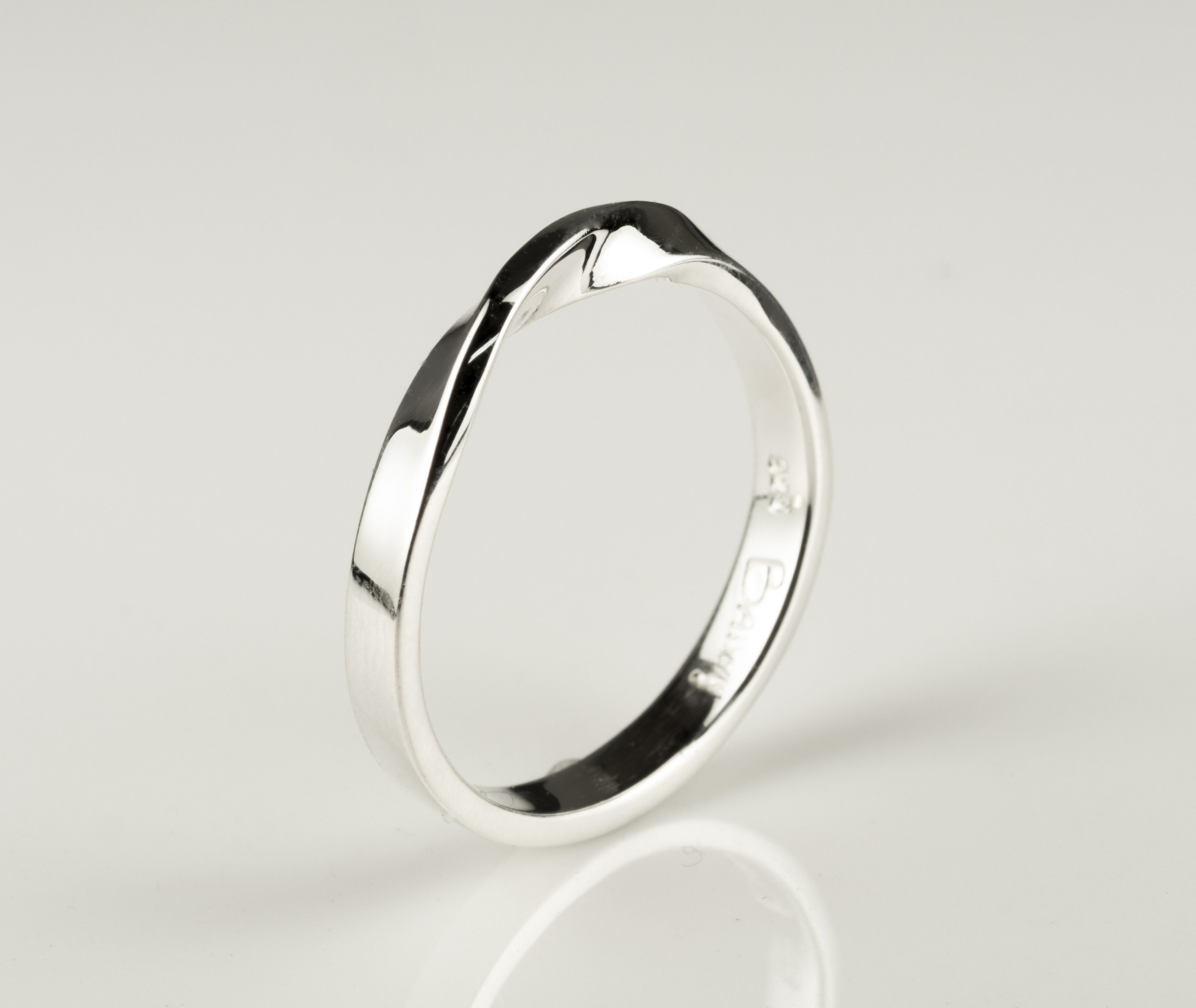 アクセサリー Vintage Silver Mobius Twin Ring 925 Custom Order Silver Wedding Mobius Band, 3.00 Mm Moebius
