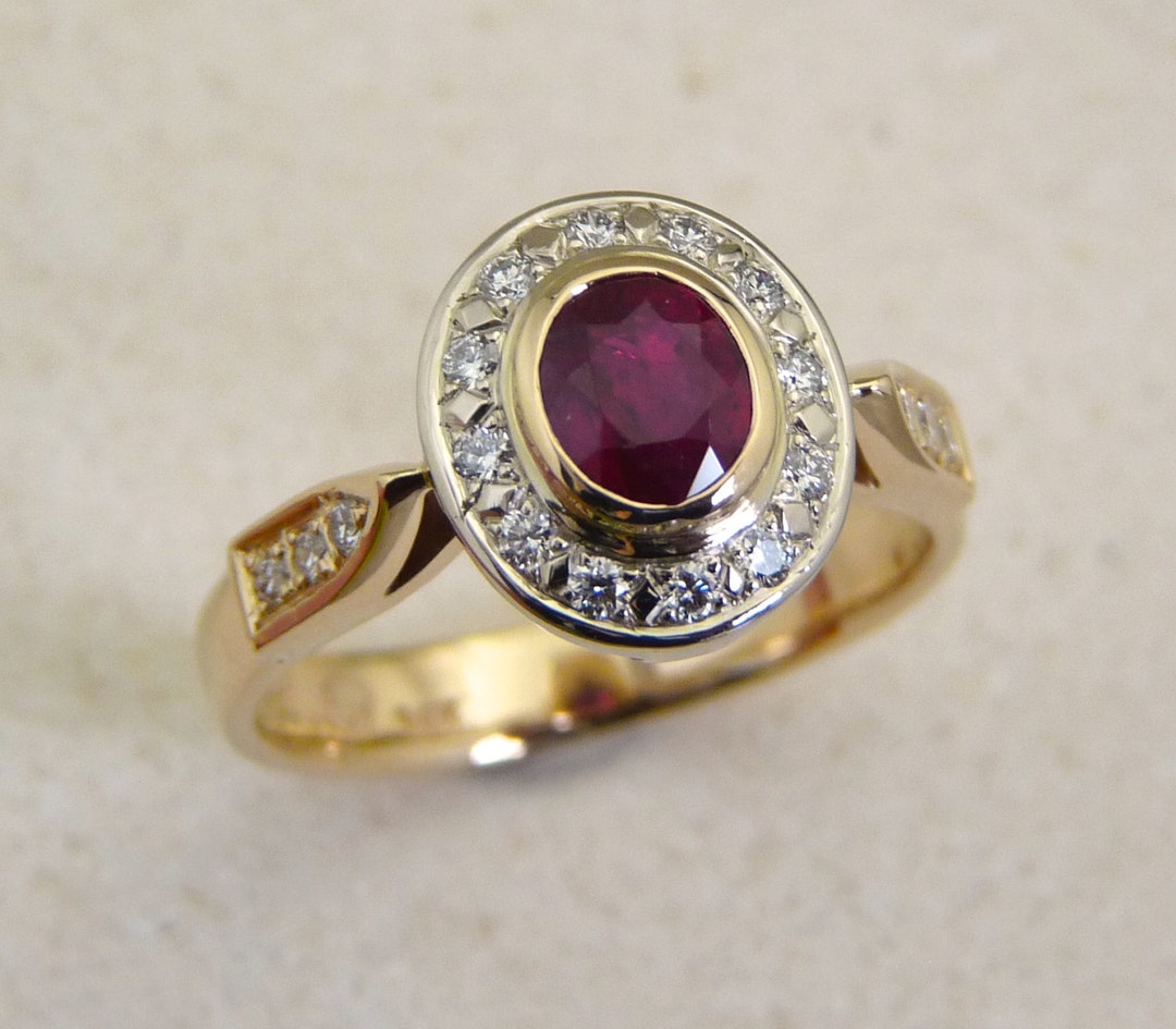 Ruby Gold Rings Ruby and Diamond Ring Gold Ruby Ring - Etsy
