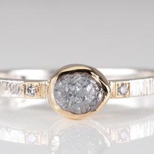 Raw diamond silver Stacking ring, uncut diamond engagement ring, raw diamond wedding rings, bezel set raw diamond ring, rough diamond ring