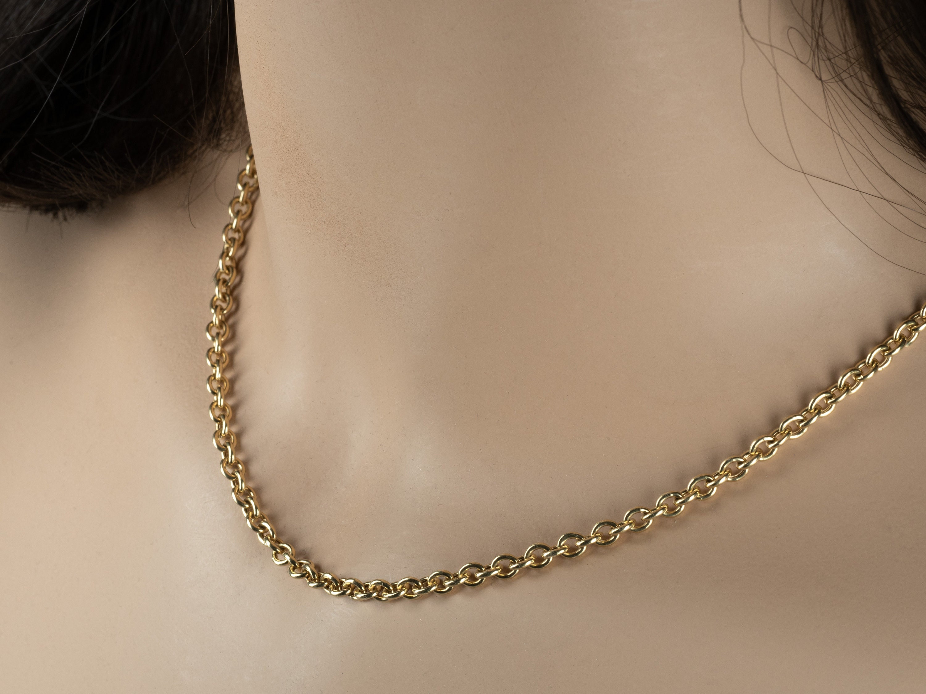 18K Solid Gold Chain/ Necklace, Classic Round Link Chain 18K Solid Gold Chain/ Necklace, Classic Round Link Chain