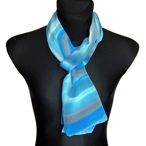 Mens scarf - Blue scarf - Pure silk - Painted scarf - Silk scarf - Men fashion - Summer scarf - Gift for him - Gift for men - Groomsmen gift