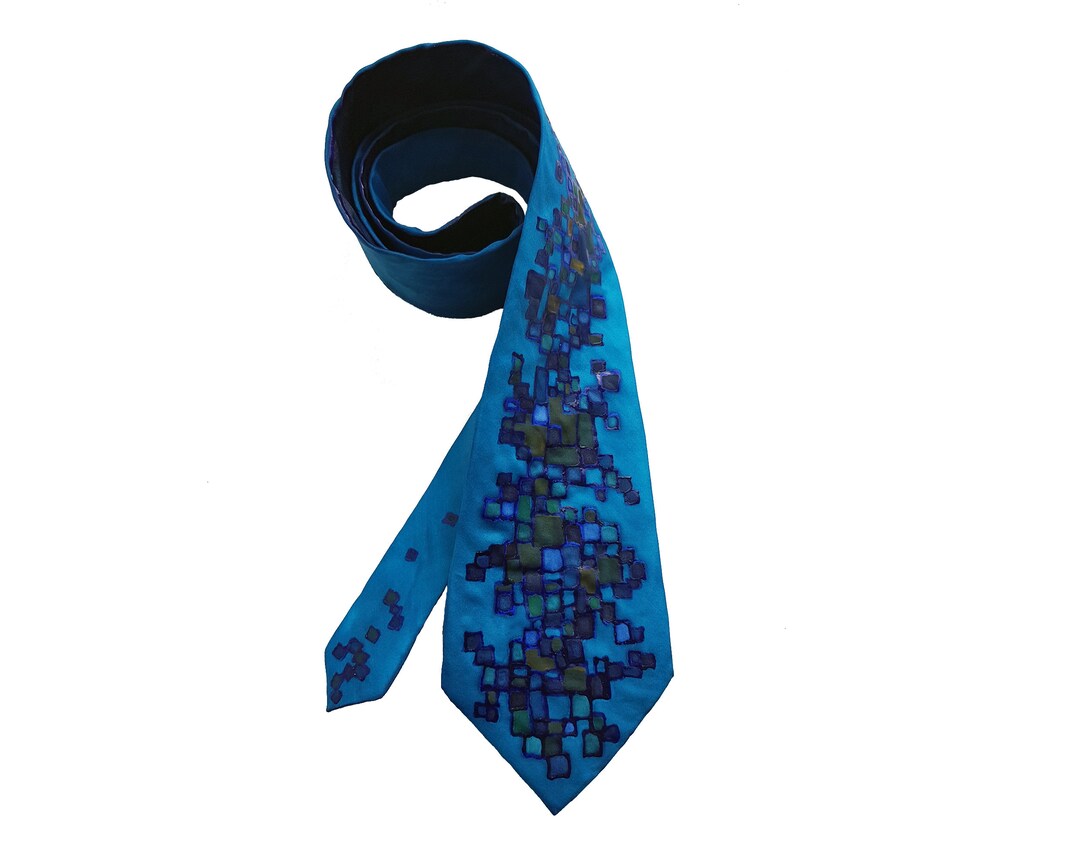 Custom Tie Men Blue Green Tie Wedding Tie Men Skinny Tie Etsy