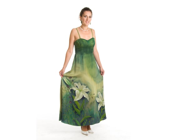 emerald green silk maxi dress
