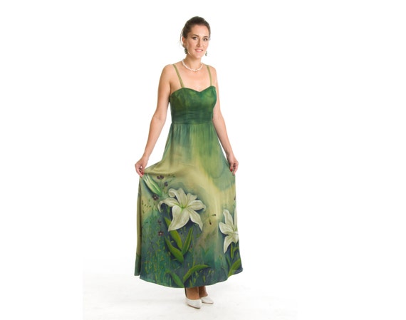 emerald green silk maxi dress