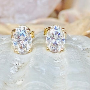 14k Oval Moissanite Stud Earrings, Moissanite Stud Earrings, Oval Moissanite Earrings, Gold Moissanite Earrings, Wedding Gift
