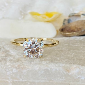 Cushion Cut Moissanite Engagement Ring, Cushion Cut Engagement Ring, 2.00ct Cushion Cut Ring, Hidden Halo