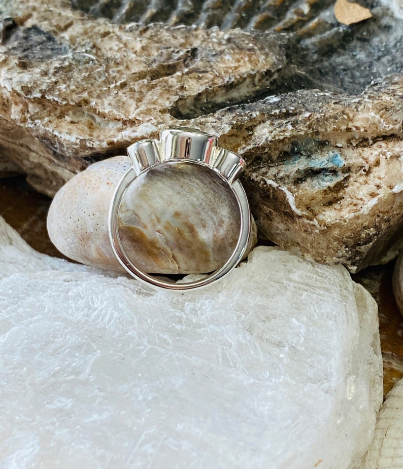 Three Stone Ring Bezel Setting Trio Ring Prasiolite Ring Green Amethyst Ring Unique Engagement Ring