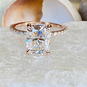 Cushion Cut Moissanite Engagement Ring, Moissanite Engagement Ring, Cushion Cut Moissanite Ring, 2.50ct Engagement Ring, Engagement RIng Set image 1