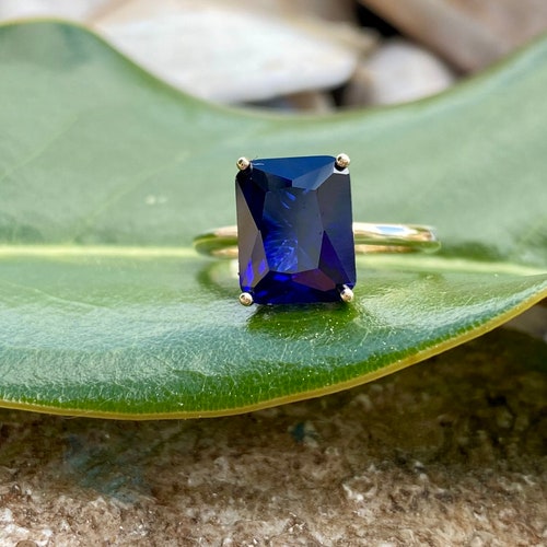 Radiant Cut Sapphire shops Ring, Sapphire Engagement Ring, Radiant Cut Sapphire, Solitaire Sapphire Ring, September Birthstone