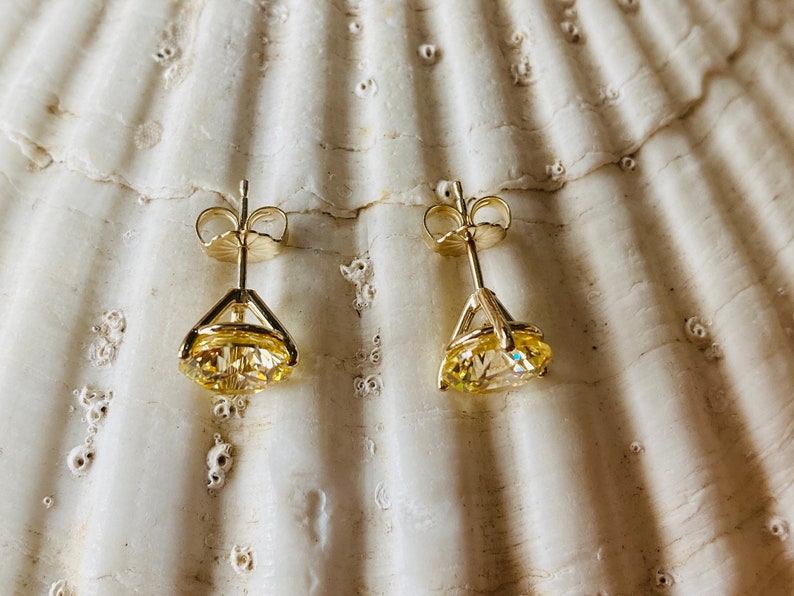 Canary Diamond Earrings Canary Yellow Stud Earrings Diamond Etsy
