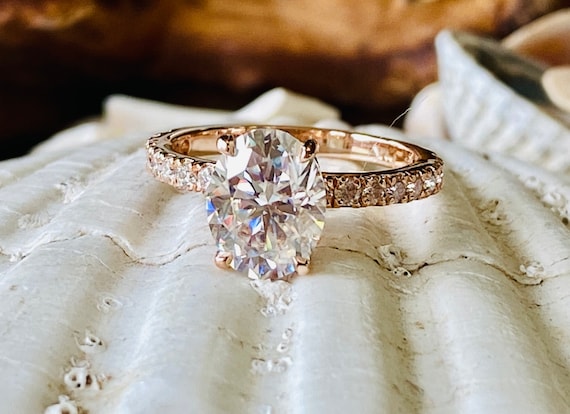 Oval Moissanite Engagement Ring, Moissanite Engagement Ring,
