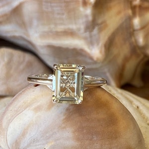 Prasiolite Ring, Green Amethyst Ring, Emerald Cut Prasiolite Ring, 2.00ct Emerald Cut, Prasiolite Solitaire Ring image 5