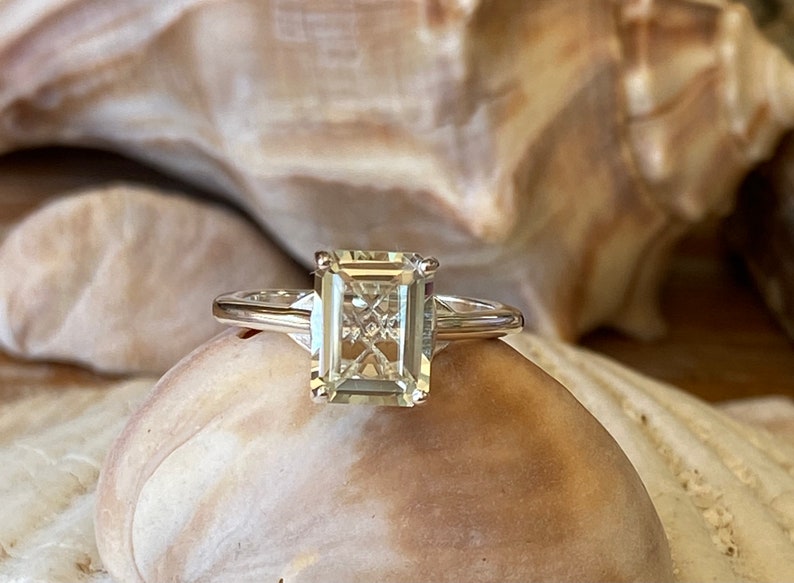 Prasiolite Ring, Green Amethyst Ring, Emerald Cut Prasiolite Ring, 2.00ct Emerald Cut, Prasiolite Solitaire Ring image 5