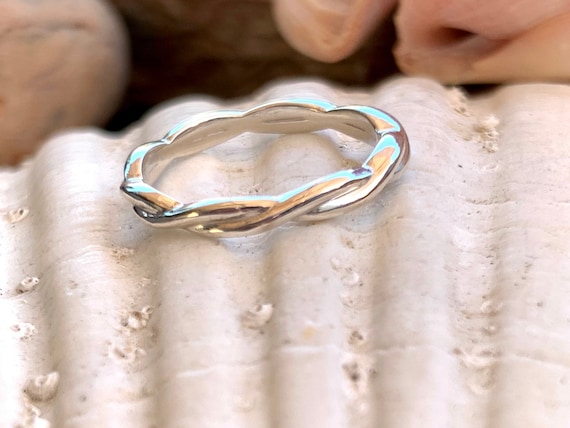Ancienne Bague Argent Massif 925 Jonc Alliance Anneaux Créateur torsadé