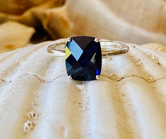 14k Gold Sapphire Ring Sapphire Engagement Ring Elongated